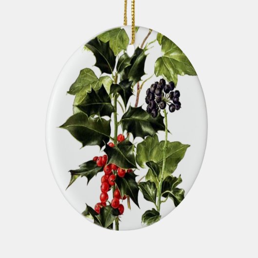 Stechpalmen- und Efeuentwurf Weihnachten Keramik Ornament (Rechts)