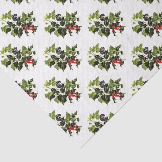 Stechpalmen- und Efeuentwurf Weihnachten Seidenpapier (Ausschnitt)