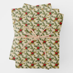 Stechpalmen und Immergrün Geschenkpapier Set