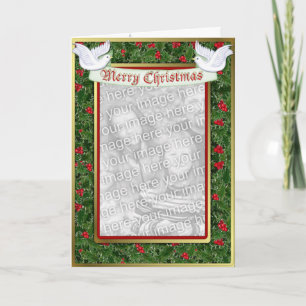 Stechpalmen-und Tauben-Weihnachten Feiertagskarte