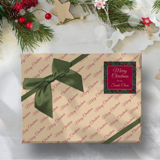 Stechpalmen-Weihnachten Geschenkpapier