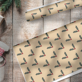 Stechpalmen-Weihnachten - Stechpalmenzweig Seidenpapier