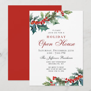 Stechpalmen-Weihnachts-Mistel-Feiertags-OPEN HOUSE Einladung
