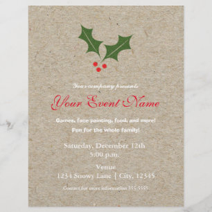 Stechpalmen-Weihnachtsfeier-Event-Flyer-Plakat Flyer
