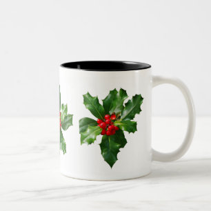 Stechpalmen-Weihnachtsfeiertags-Tasse Zweifarbige Tasse