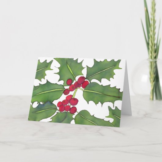 Stechpalmen-Weihnachtskarte 1 Feiertagskarte (Vorderseite)