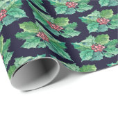 Stechpalmen-Weihnachtsmuster Geschenkpapier (Rolleneckpunkt)