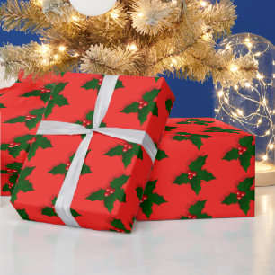 Stechpalmenbaum-Beeren-Muster Weihnachten Geschenkpapier