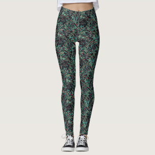 Stechpalmenblätter auf schwarzem Custom Leggings