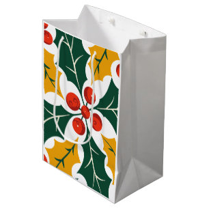 Stechpalmenblätter Retro modernes großes Druckmust Mittlere Geschenktüte