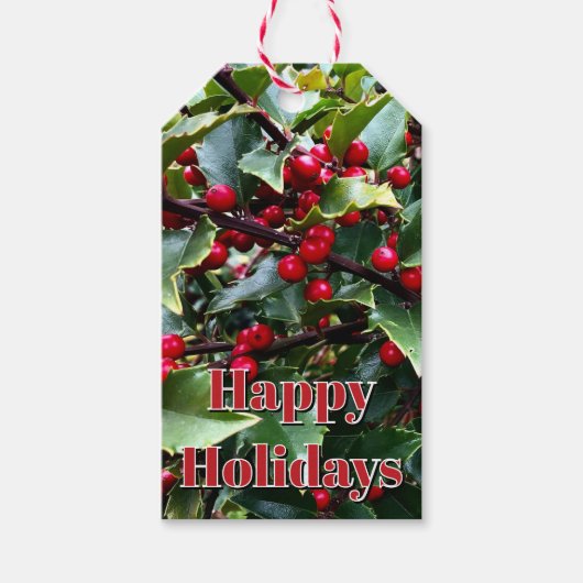 Stechpalmenblätter und -beeren geschenkanhänger (Vorderseite)