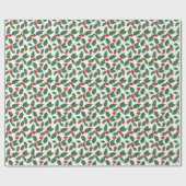 Stechpalmenblätter und rote Beeren Klassisches Wei Geschenkpapier (Flach)