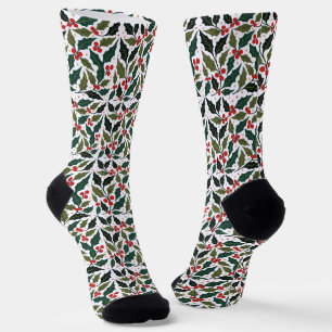 Stechpalmenblätter und sternförmiger retro-moderne socken