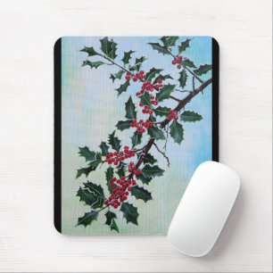 Stechpalmenzweig im Winterschnee von Alfred Fox Mousepad