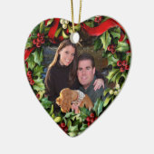 Stechpalmewreath-Herz-Foto-personalisierte Keramikornament (Links)