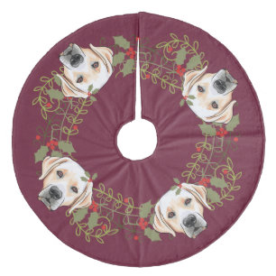 Stechpalmewreath-Labrador-Weihnachtsbaum-Rock Fleece Weihnachtsbaumdecke