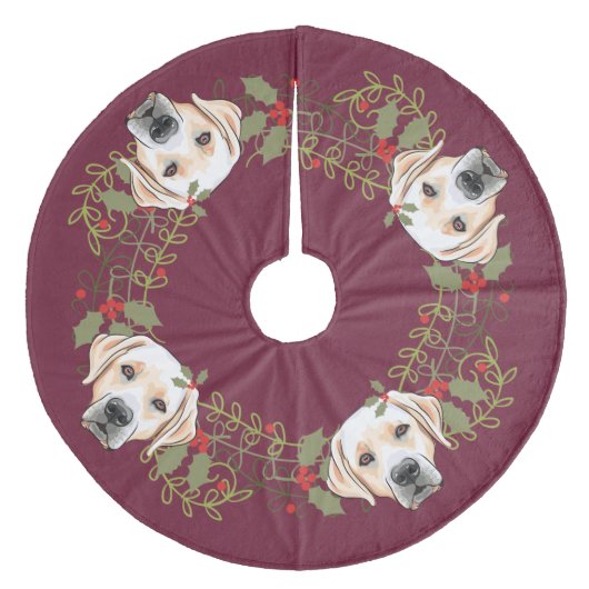 Stechpalmewreath-Labrador-Weihnachtsbaum-Rock Fleece Weihnachtsbaumdecke (Vorderseite)