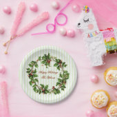 Stechpalmewreath-Vintages personalisiertes Pappteller (Party)