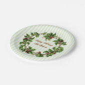 Stechpalmewreath-Vintages personalisiertes Pappteller (Schrägansicht)