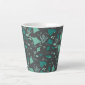 Stechrochen Ocean Reef Muster auf der grauen Latte Milchtasse (Vorderseite)