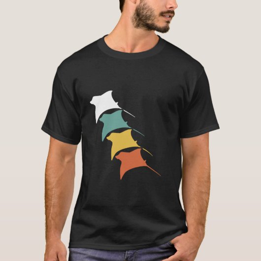 Stechrochen Retro Vintages Langschläfer T Shirt (Vorderseite)