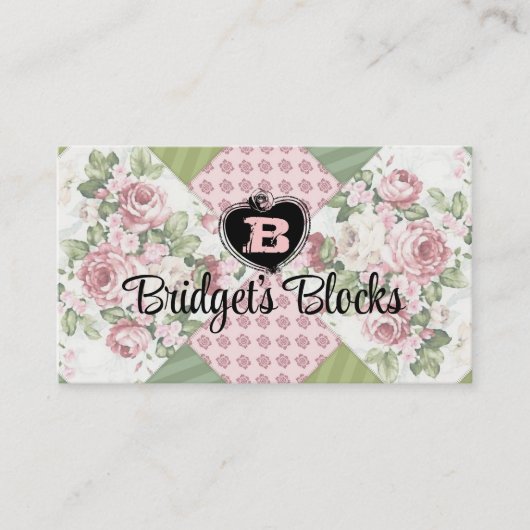 Stechwork-Steppkarte für Vintage Rose Visitenkarte (Vorderseite)