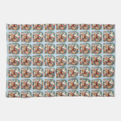 Stechwork Weihnachten mit Weihnachtsstern Geschirrtuch (Horizontal)