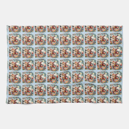 Stechwork Weihnachten mit Weihnachtsstern Geschirrtuch (Horizontal)