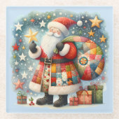 Stechwork Weihnachten mit Weihnachtsstern Glasuntersetzer (Vorderseite)