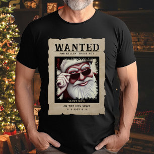 Steckbrief Vintage-Foto Santa Lustiges Weihnachten T-Shirt