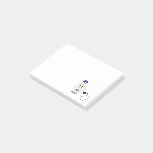 Steckdose und Kabel Post-it Klebezettel (angewinkelt)