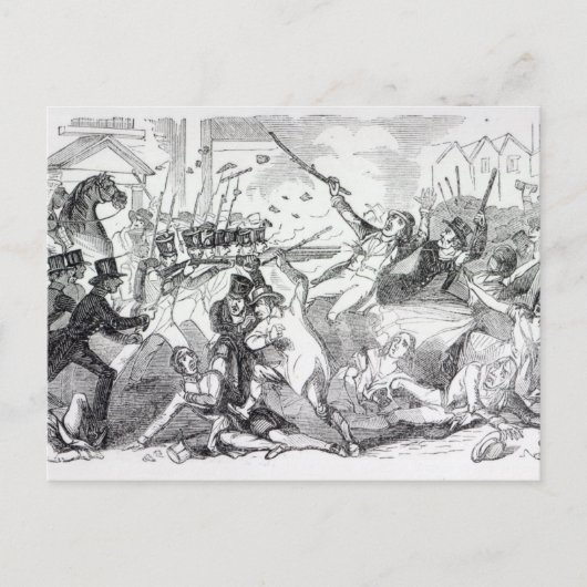 Stecker-Plot-Riot in Preston Postkarte (Vorderseite)