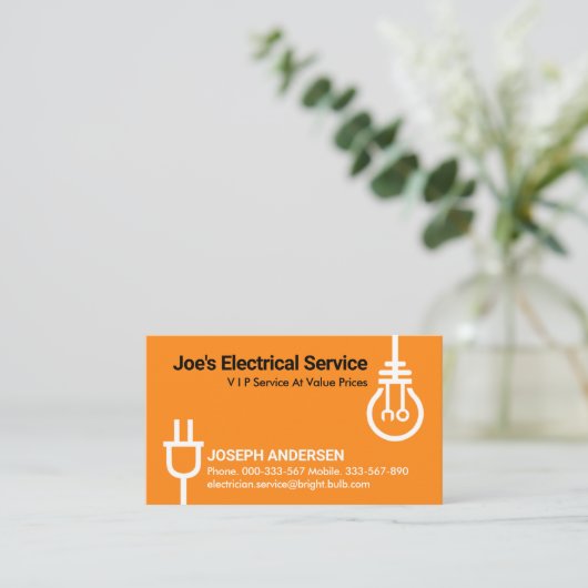Stecker Power Bulb Electrical Visitenkarte (Stehend Vorderseite)