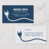 Stecker und Draht Elektrischer Dunkelblau Visitenkarte (Vorne/Hinten)