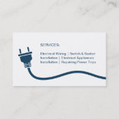 Stecker und Draht Elektrischer Dunkelblau Visitenkarte (Rückseite)