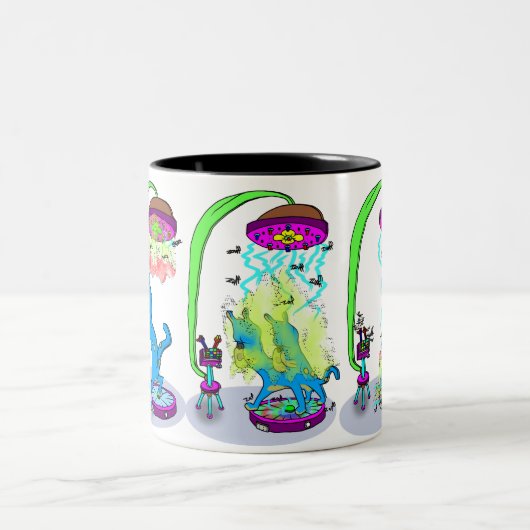 Steckhund für Teleportation Zweifarbige Tasse (Mittel)