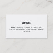 Steckkabel und Light Bulb Electrician Business Car Visitenkarte (Rückseite)