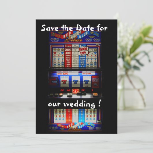 Steckmaschine Save the Date Glücklich in Liebe (Stehend Vorderseite)
