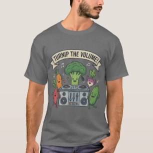 Steckrübe Lautstärke Lustige Gemüsemusik T-Shirt