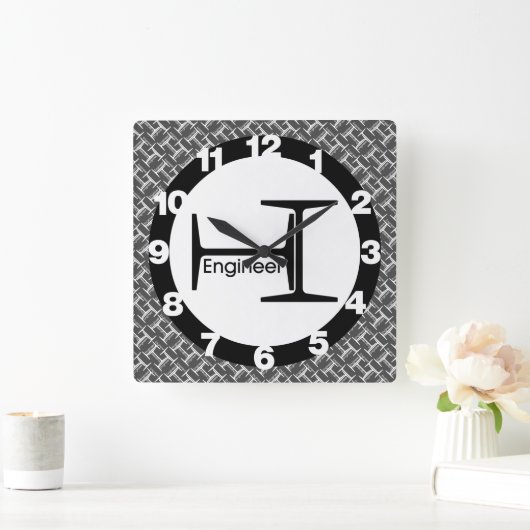Steel Beam Engineer Quadratische Wanduhr (Zuhause)