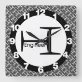 Steel Beam Engineer Quadratische Wanduhr (Vorderseite)