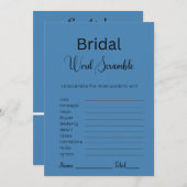 Steel Blue Bridal Word Scramble Game Einladung (Vorne/Hinten)