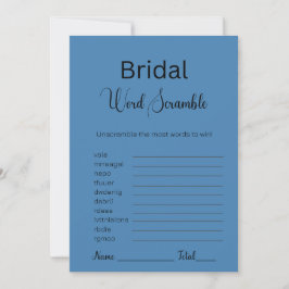 Steel Blue Bridal Word Scramble Game Einladung