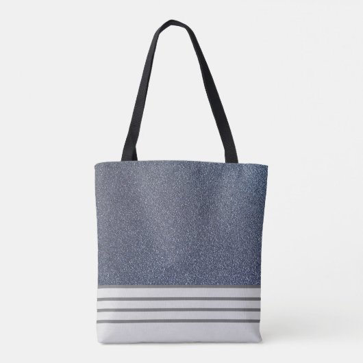Steel Blue Glitzer Mit Monogramm Tasche (Rückseite)
