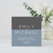 Steel Blue Modern Wedding Einladung - Bold (Stehend Vorderseite)