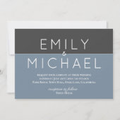 Steel Blue Modern Wedding Einladung - Bold (Vorderseite)