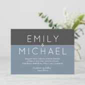 Steel Blue Modern Wedding Einladung - Bold (Stehend Vorderseite)