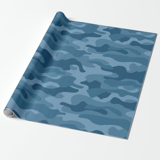 Steel Blue Monocolor Camouflage Geschenkpapier (Ungerollt)