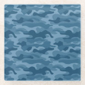 Steel Blue Monocolor Camouflage Glasuntersetzer (Vorderseite)
