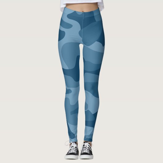 Steel Blue Monocolor Camouflage Leggings (Vorderseite)